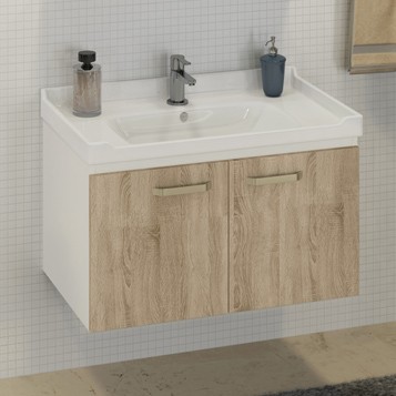 Comforty Тумба-умывальник "Рига-80" дуб сонома с раковиной Comforty 9335-80