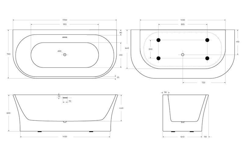 Акриловая ванна BelBagno BB711-1700-750 без гидромассажа 170x75 см — изображение 4