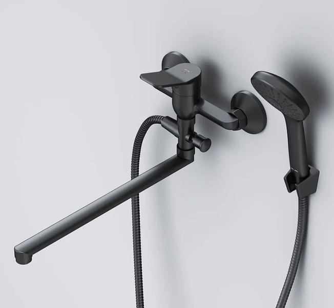 Смеситель для ванны и душа с длинным изливом и душевым набором AM.PM X-Joy F85A90122 — изображение 4