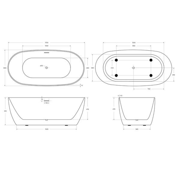Акриловая ванна BelBagno 170x80 BB415-1700-800 без гидромассажа — изображение 5
