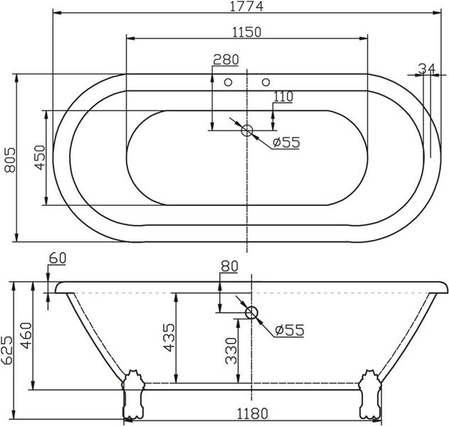 Акриловая ванна BelBagno отдельностоящая, белая 177x80 BB21 — изображение 6