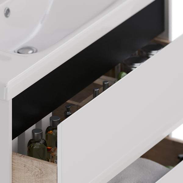 Тумба под раковину Lemark Combi LM03C100T-black 100 см белый глянец черный — изображение 3