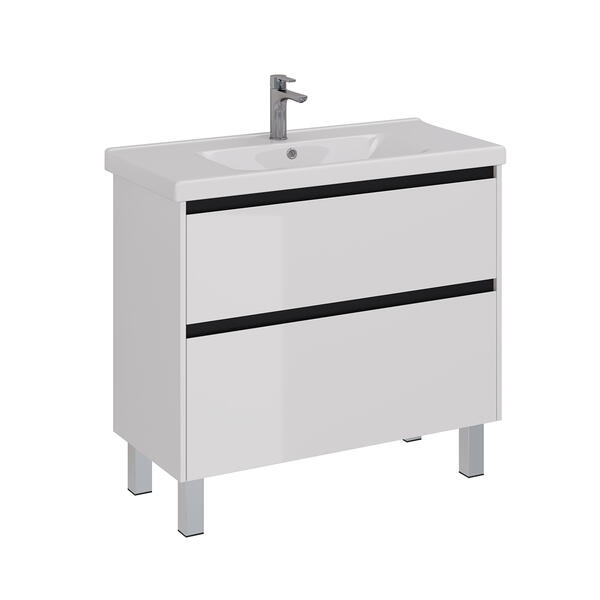 Тумба под раковину Lemark Combi LM03C100T-black 100 см белый глянец черный — изображение 6