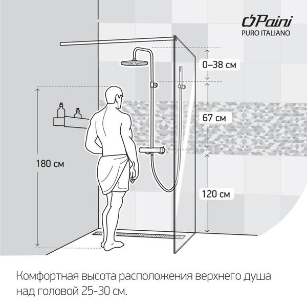 Встраиваемый смеситель для душа Paini Cox 78PZ690TH с термостатом чёрный матовый — изображение 3