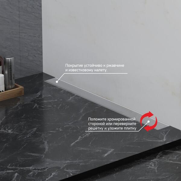 Душевой лоток Paini Klasik CH650KN2 монтаж к стене 65см хром глянец — изображение 6