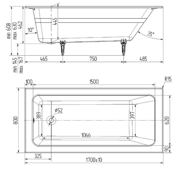 Ванна чугунная Delice Parallel DLR220502R-AS 170x80 с ручками — изображение 4