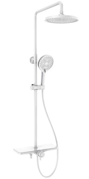 Душевая стойка AQUAme AQM8002W со смесителем белый матовый