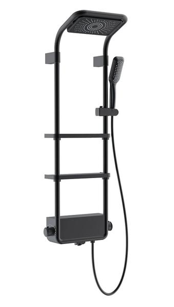 Душевая стойка AQUAme AQM8003B с термостатом чёрный матовый