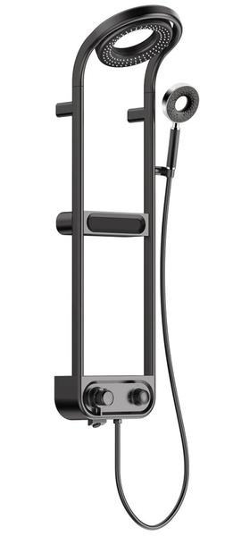 Душевая стойка AQUAme AQM8004B с термостатом чёрный матовый