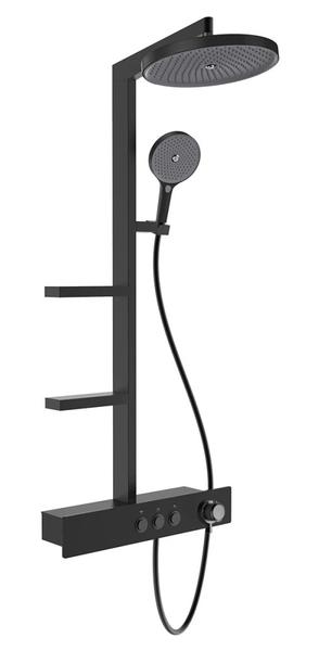 Душевая стойка AQUAme AQM8005B с термостатом чёрный матовый