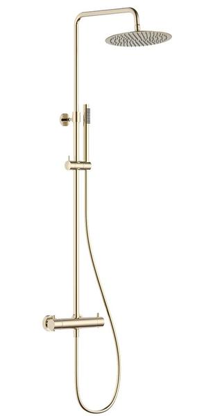 Душевая стойка AQUAme AQM8006BG с термостатом шлифованное золото