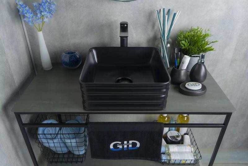 Накладная раковина Gid Bm965 38см чёрный матовый