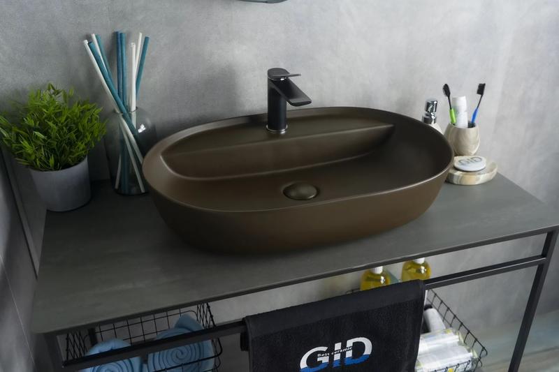 Накладная раковина Gid Br1346 61см коричневый матовый