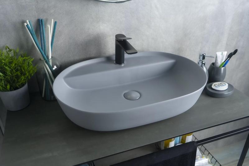 Накладная раковина Gid Gm1346 61см серый матовый