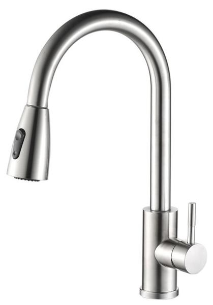 Смеситель для кухни Haiba HB73304-2 с выдвижной лейкой сталь