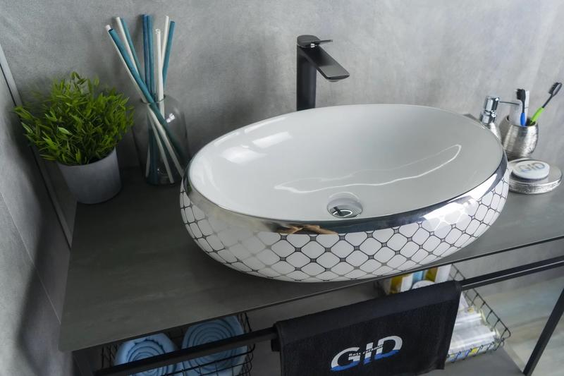Накладная раковина Gid Nc262 60см белый/хром