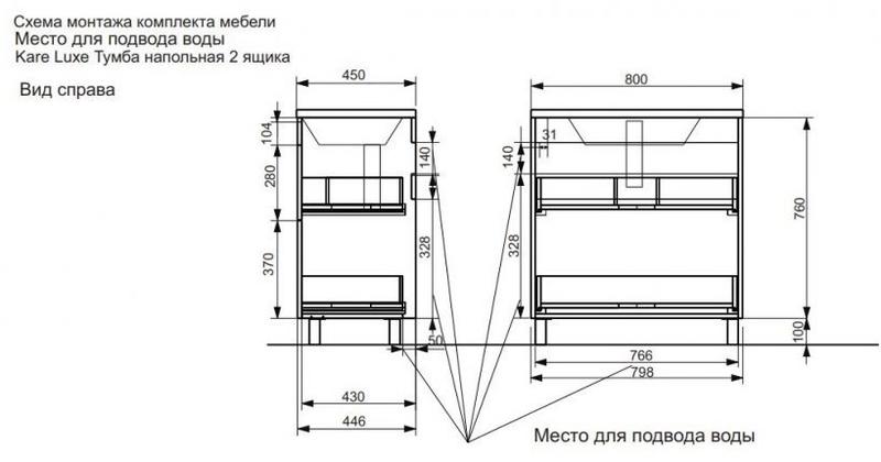 Напольная тумба под раковину Kare Luxe ФР-00005714 80см два ящика белый — изображение 5