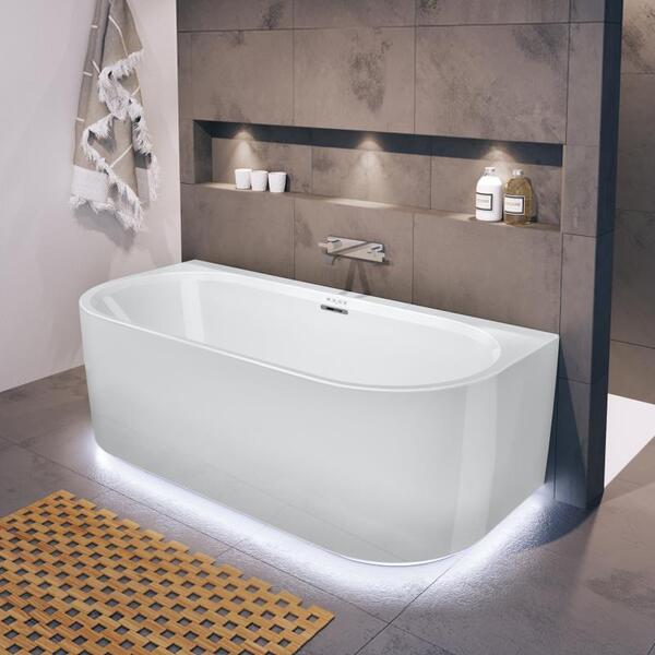 Акриловая ванна Riho Desire Back2Wall Velvet Sparkle System LED Fall B089014105 180x84см с аэромассажем и подсветкой заполнение через перелив белый матовый — изображение 4