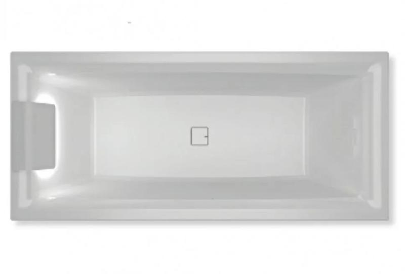 Акриловая ванна с подсветкой Riho Still Square LED Fall B099034005 180х80см светодиоды и подголовник слева заполнение через перелив белый