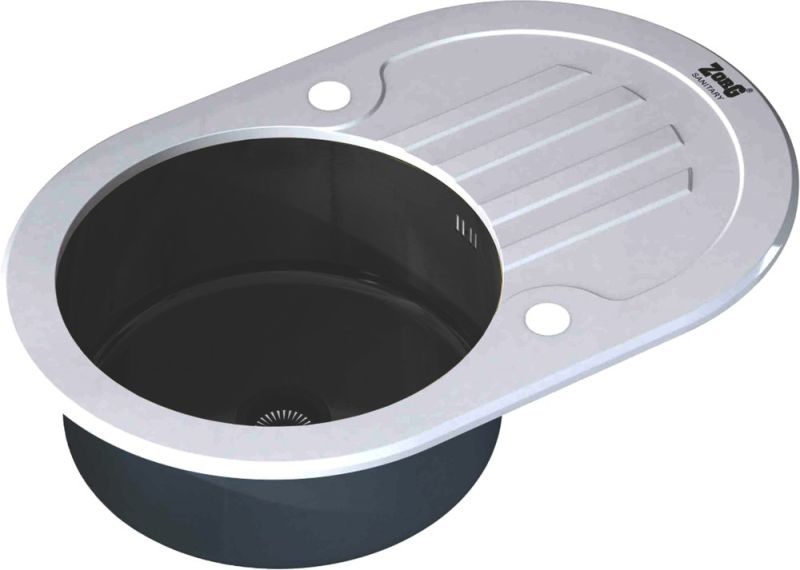 Мойка кухонная Inox Glass GL-7851-OV-WHITE-GRAFIT ZORG