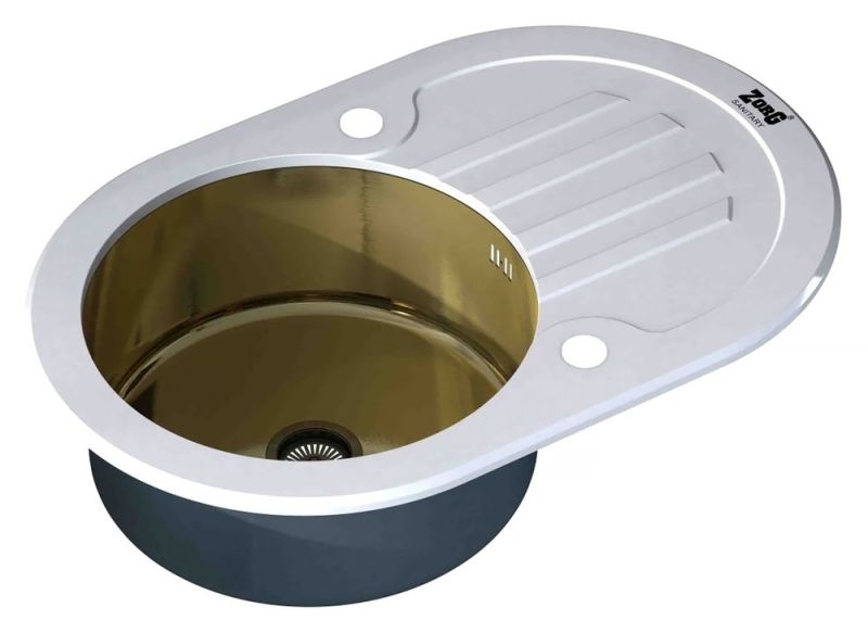 Мойка кухонная Inox Glass GL-7851-OV-WHITE-BRONZE ZORG