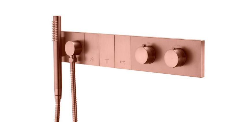 Boheme Душевая система ZODIAC THERMO с ручным душем COPPER BRUSHED термостат брашированная медь