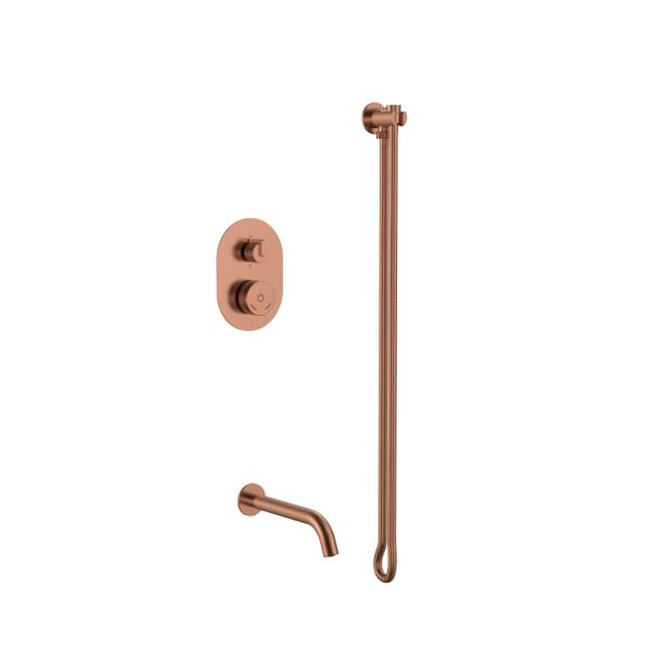 Boheme Смеситель встроенный + излив + держатель лейки + шланг TECH Copper Brushed брашированная медь