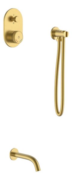 Boheme Смеситель встроенный + излив + держатель лейки + шланг TECH Matt Gold матовое золото