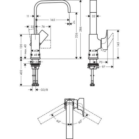 Hansgrohe Смеситель для раковины Metropol 32511340 шлифованный черный хром — изображение 3