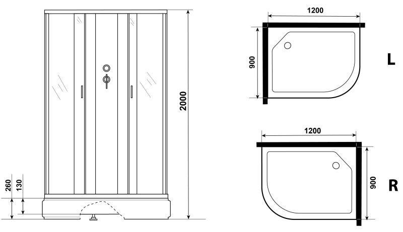 Niagara Душевая кабина NG-33294-14LBKG с гидромассажем 120x90см серебро/матовое — изображение 3