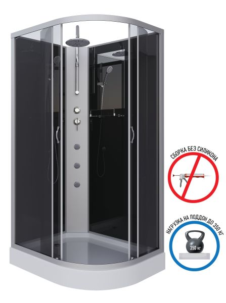 Niagara Душевая кабина NG-3512-14LBKTG с гидромассажем 120x80см серебро/тонированное — изображение 2