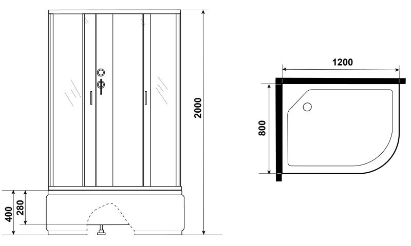 Niagara Душевая кабина NG-2310-14LBKG с гидромассажем 120x80см серебро/матовое — изображение 3