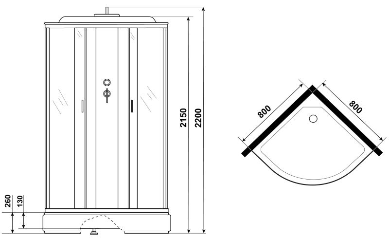 Niagara Душевая кабина NG-6703-14P 80x80см чёрный/прозрачное — изображение 3