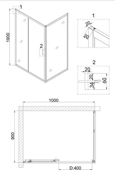 Niagara Душевой уголок NG-62-10A-A90 100x90см хром/прозрачное — изображение 2