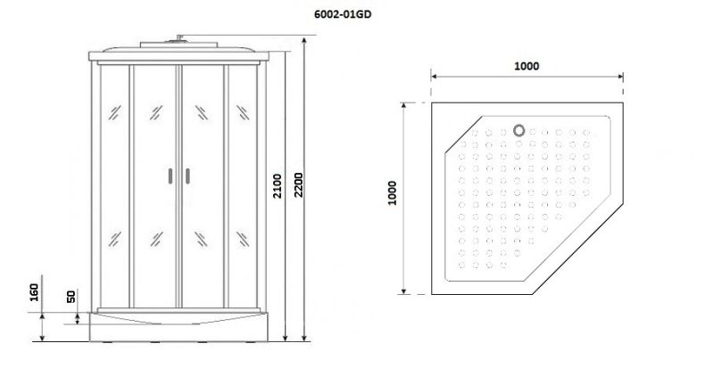 Niagara Душевая кабина Premium NG-6002-01GD 100х100 см — изображение 3