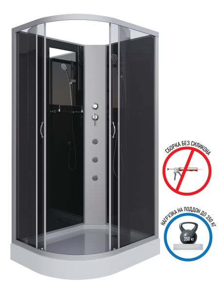 Niagara Душевая кабина NG-3512-14RBKG с гидромассажем 120x80см серебро/тонированное — изображение 2