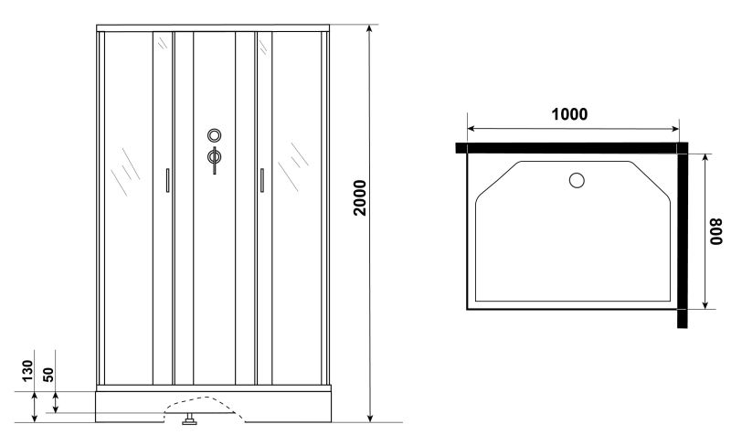 Niagara Душевая кабина NG-43085-14QBK 100x80см серебро/матовое — изображение 3