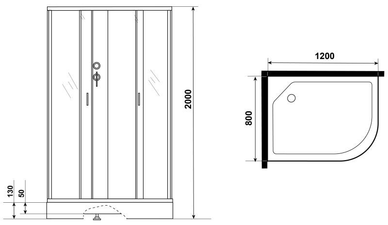 Niagara Душевая кабина NG-3512-14LBK 120x80см серебро/тонированное — изображение 3