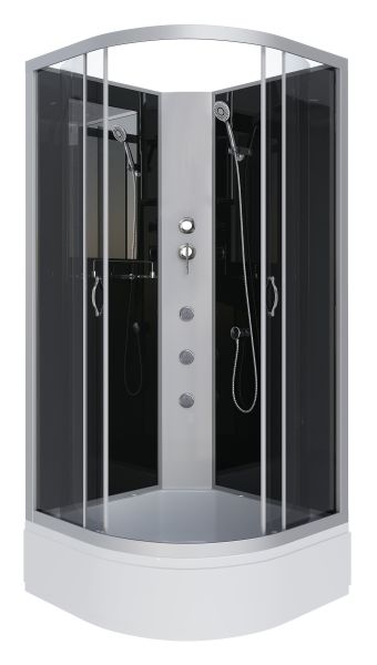 Niagara Душевая кабина NG-3503-14BKG с гидромассажем 80x80см серебро/тонированное