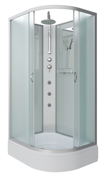 Niagara Душевая кабина NG-33984-14LBKTG с гидромассажем 90x80см серебро/матовое