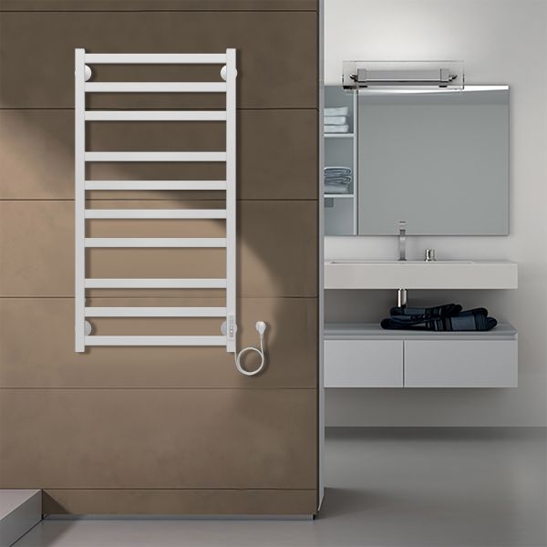Azario Полотенцесушитель электрический PALERMO AZ83850W 500/1000 квадрат, 10 секций, тен справа, белый — изображение 4