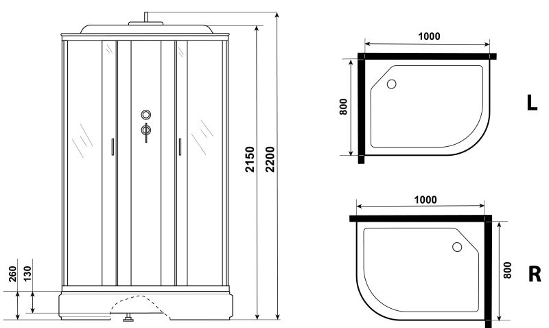 Niagara Душевая кабина NG-33084-14L 100x80см серебро/матовое — изображение 3