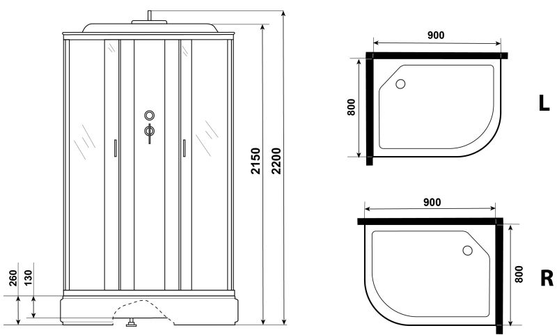 Niagara Душевая кабина NG-33984-14R 90x80см серебро/матовое — изображение 3