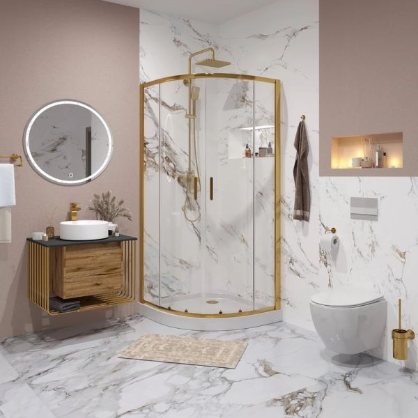 Niagara Душевой уголок NG-6407-08 GOLD 100x100см золото/прозрачное — изображение 3