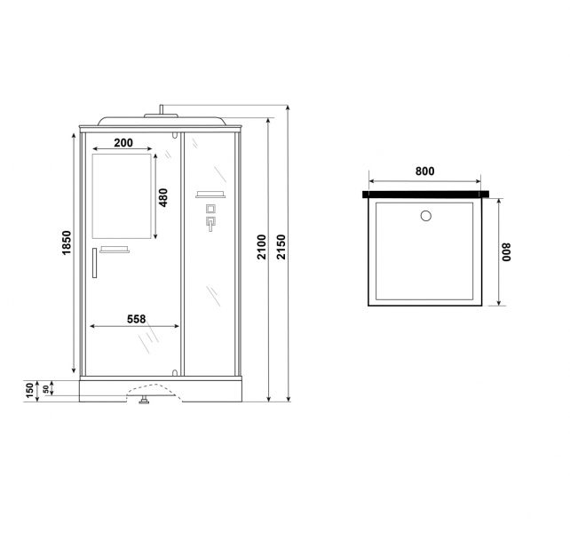 Niagara Душевая кабина Standart ST80/15Q/BL 80x80 см профиль чёрный стекло прозрачное — изображение 3