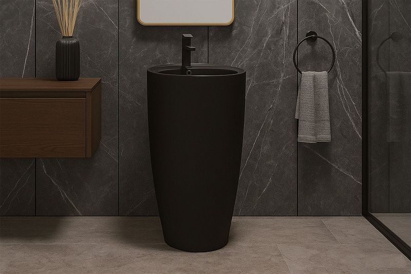 Azario Раковина напольная Dea AZ-203MB 50x86 см чёрный матовый — изображение 3