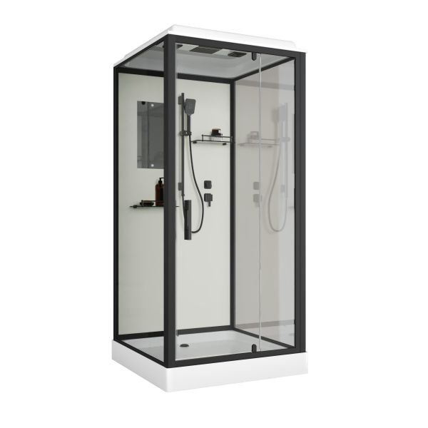 Niagara Душевая кабина Standart ST80/15Q/BL 80x80 см профиль чёрный стекло прозрачное