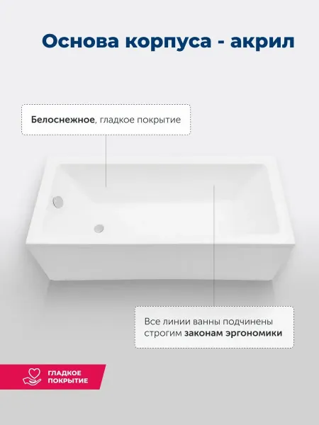 Aquanet Акриловая ванна Grace 347150 170x75 см с каркасом и фронтальной панелью — изображение 11