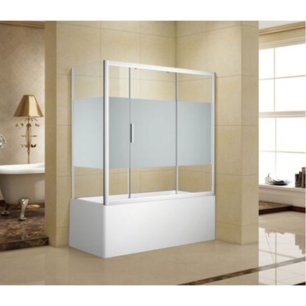 Aquanet Шторка на ванну с боковым стеклом Practic AE10-B-170H150U-CP + AE10-F-80H150U-CP 254253 170x80 см прозрачное стекло/шелкография профиль хром