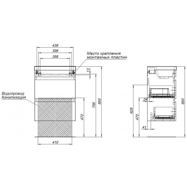 Aquanet Тумба под раковину Нота New 334190 50 см дуб веллингтон табак — изображение 8